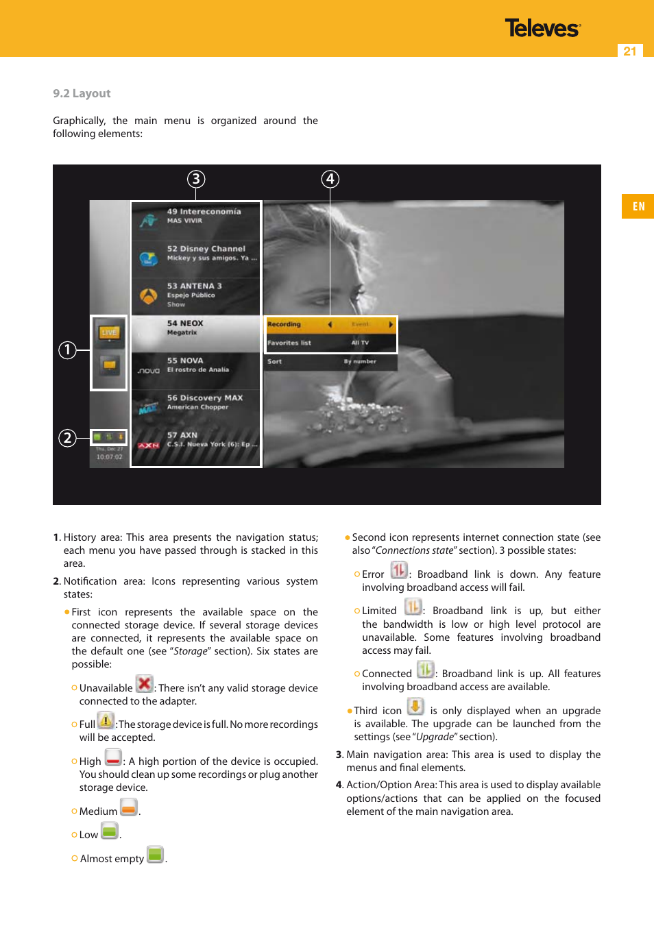 Televes HD DTT STB TV on demand access ZAS Hbb User Manual | Page 21 / 68