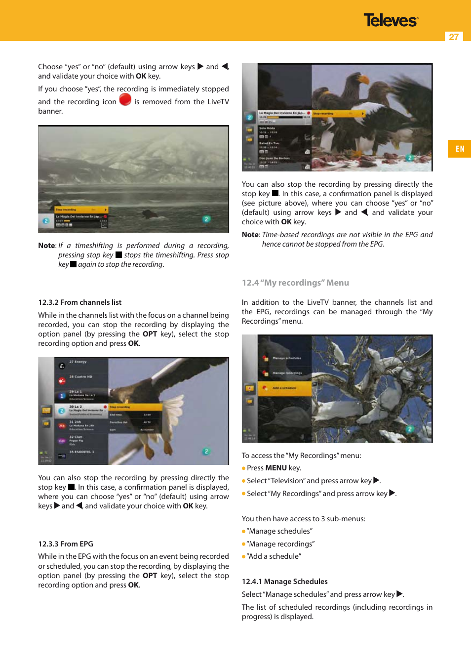 Televes HD DTT STB TV on demand access ZAS Hbb User Manual | Page 27 / 68