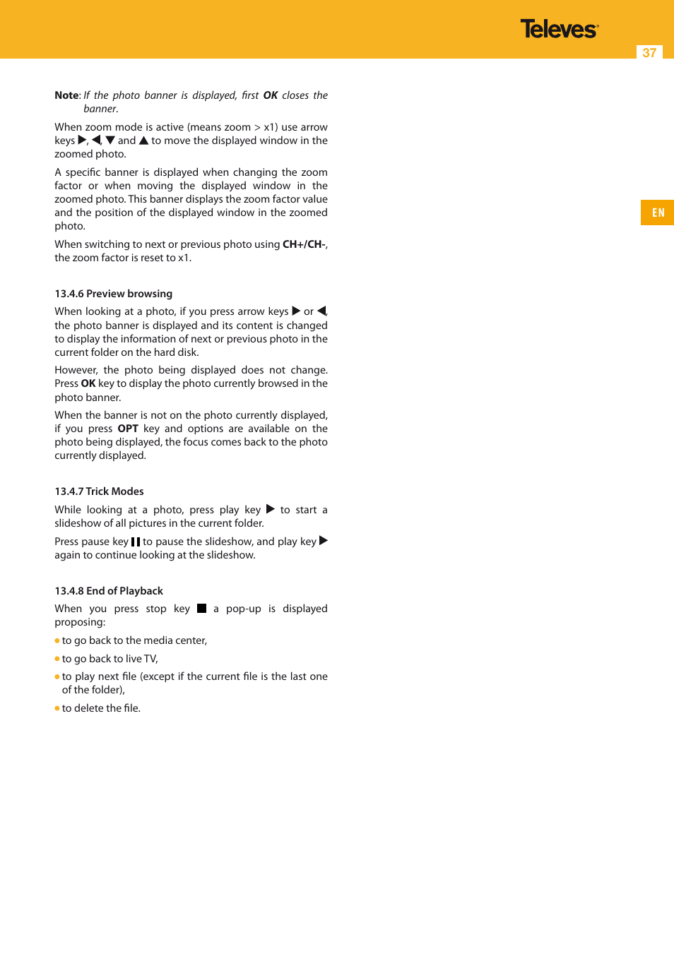 Televes HD DTT STB TV on demand access ZAS Hbb User Manual | Page 37 / 68