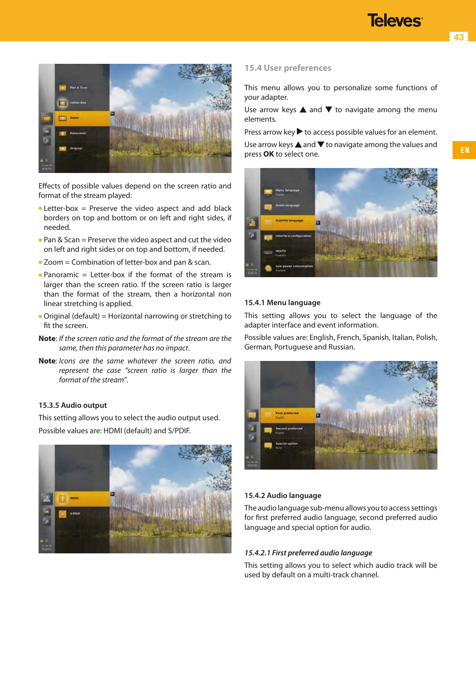 Televes HD DTT STB TV on demand access ZAS Hbb User Manual | Page 43 / 68