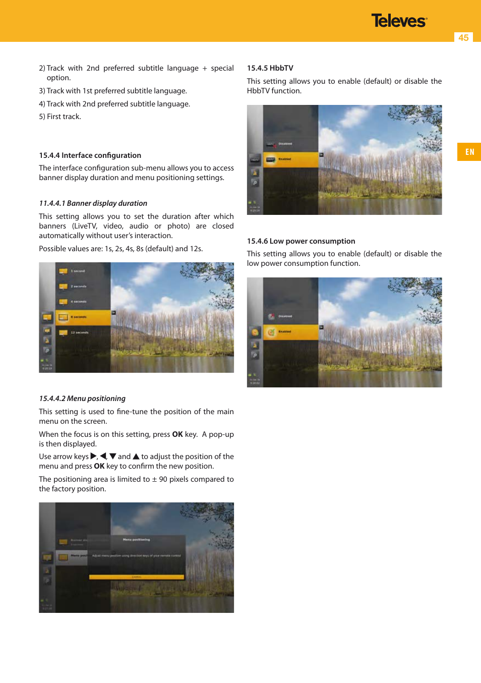 Televes HD DTT STB TV on demand access ZAS Hbb User Manual | Page 45 / 68