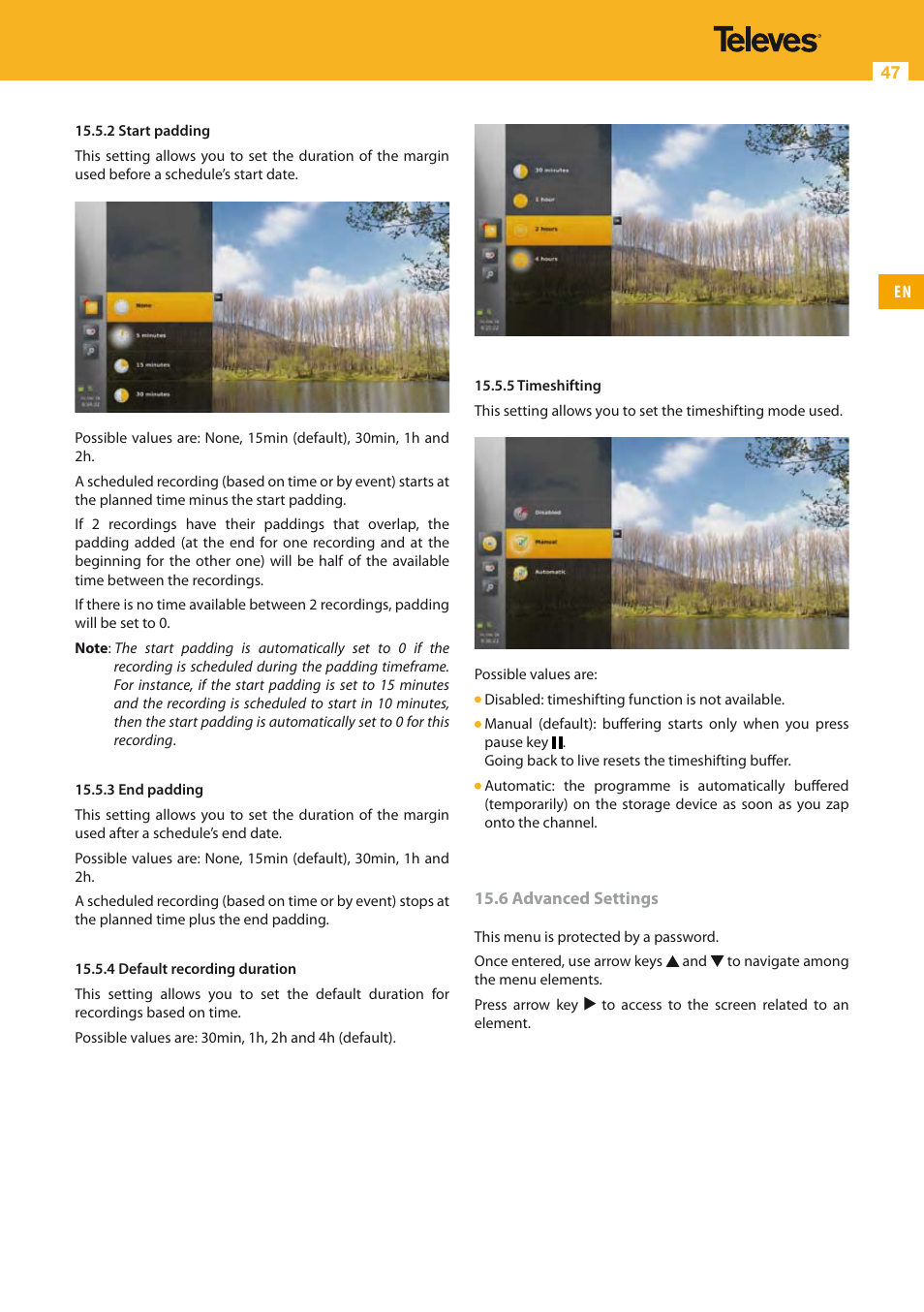Televes HD DTT STB TV on demand access ZAS Hbb User Manual | Page 47 / 68