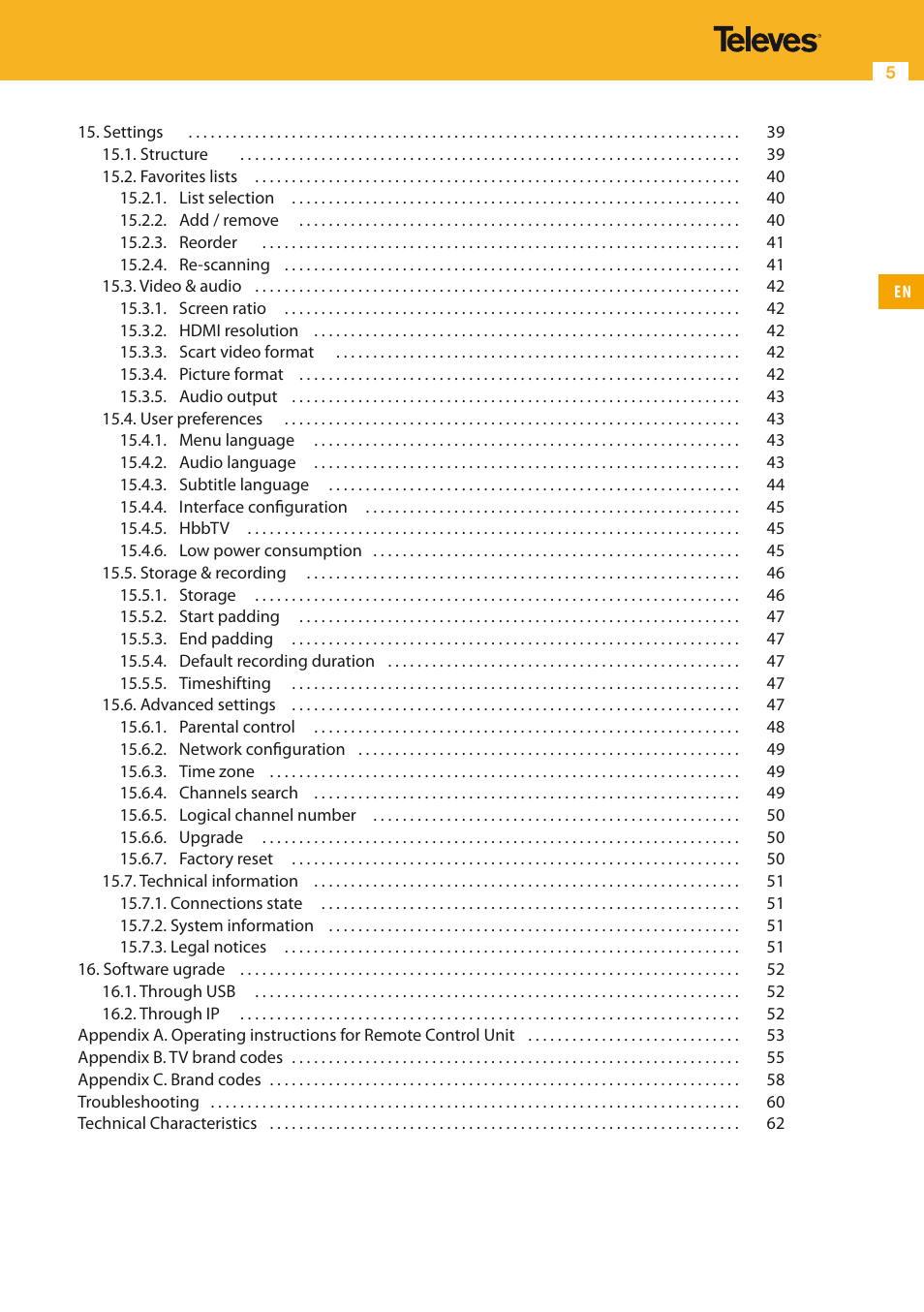 Televes HD DTT STB TV on demand access ZAS Hbb User Manual | Page 5 / 68