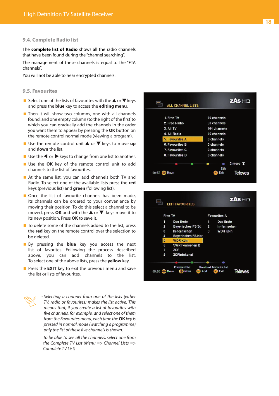 High definition tv satellite receiver | Televes High Definition TV Satellite Receiver, zAs HD SAT User Manual | Page 18 / 44