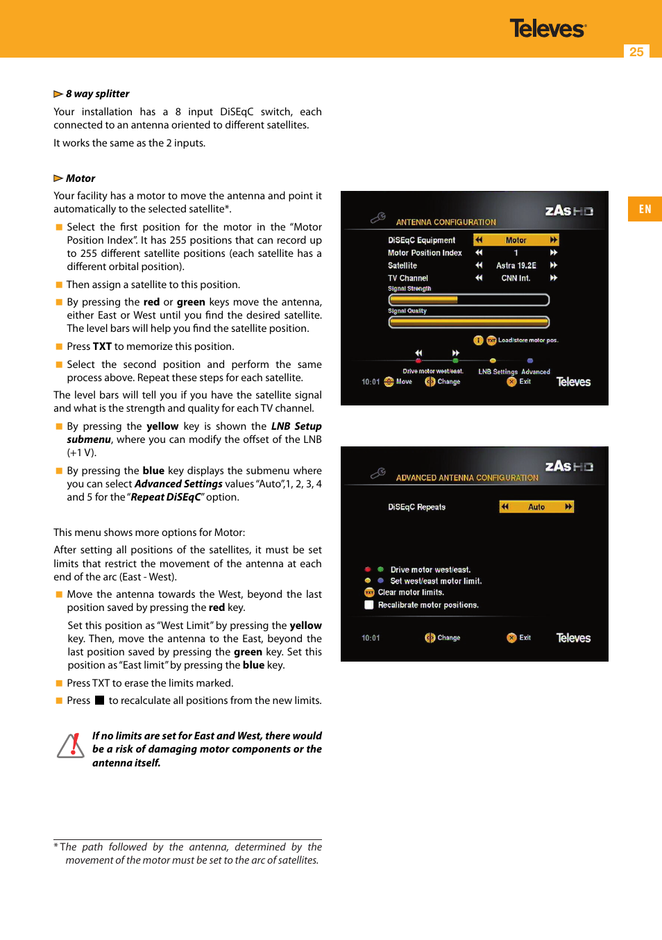 Televes High Definition TV Satellite Receiver, zAs HD SAT User Manual | Page 25 / 44