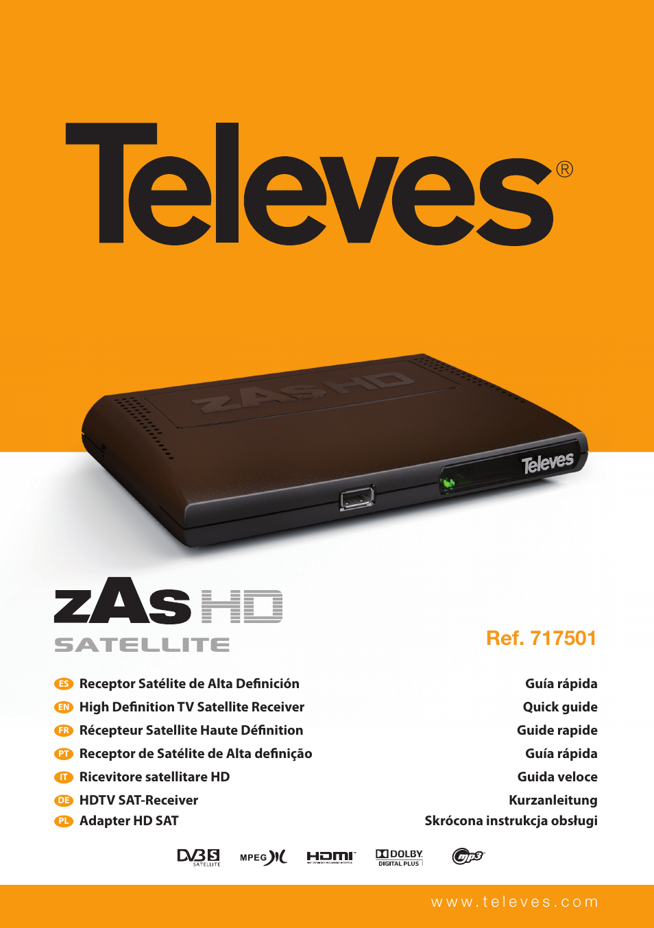 Televes High Definition TV Satellite Receiver, zAs HD SAT User Manual | 24 pages