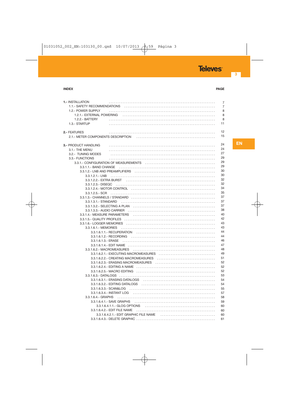Televes Serie H-60 User Manual | Page 3 / 168