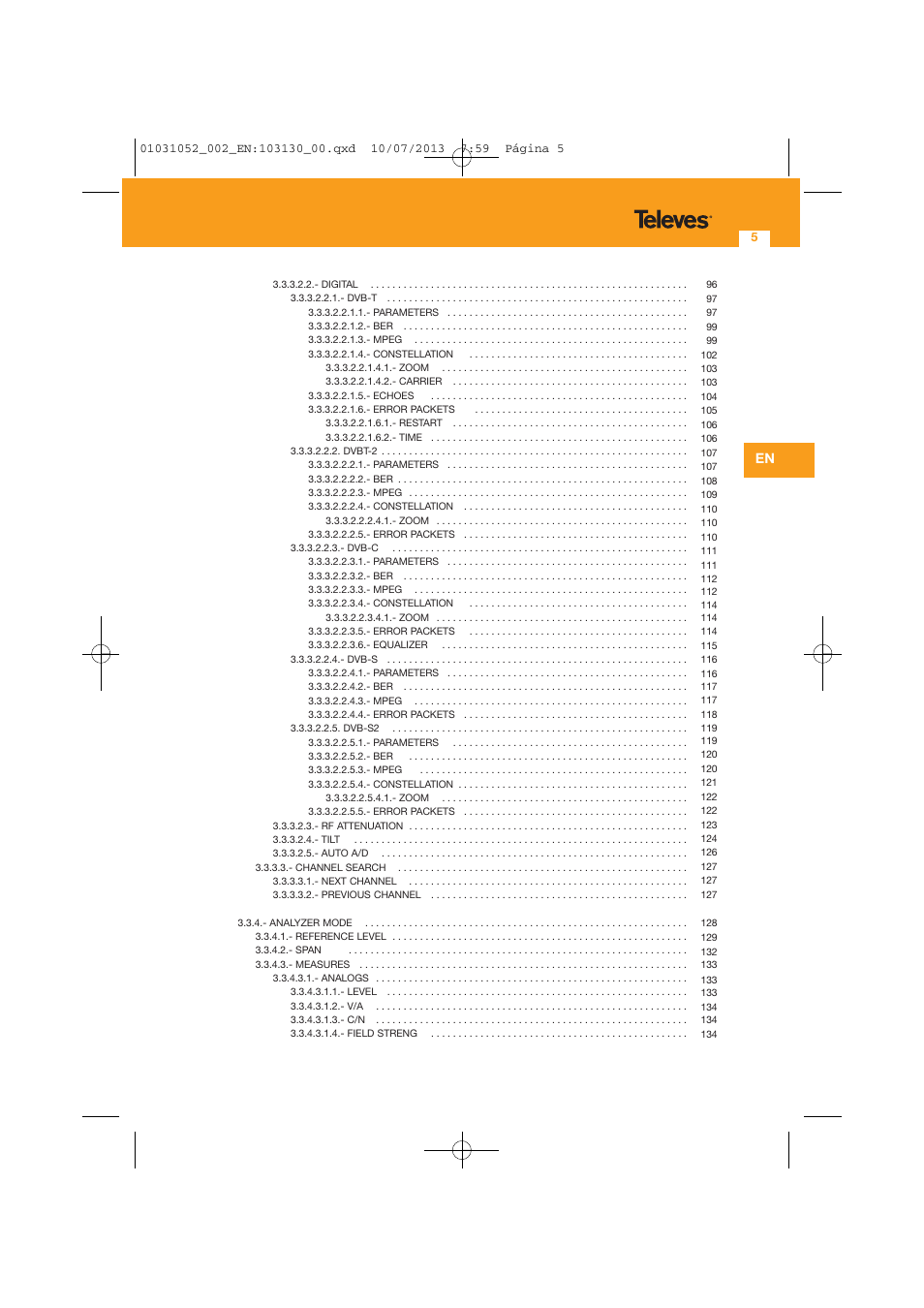 Televes Serie H-60 User Manual | Page 5 / 168