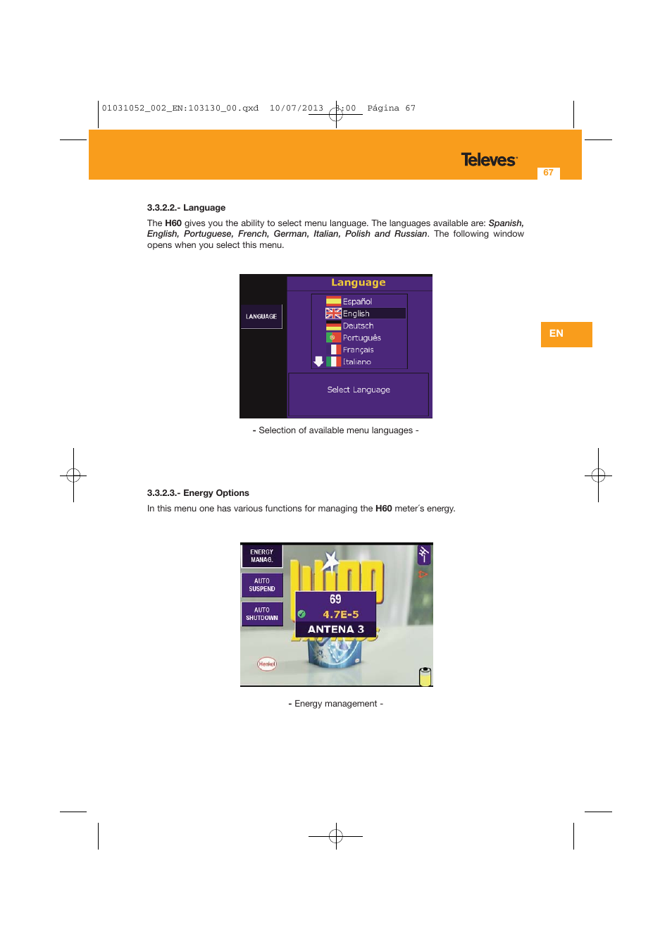 Televes Serie H-60 User Manual | Page 67 / 168