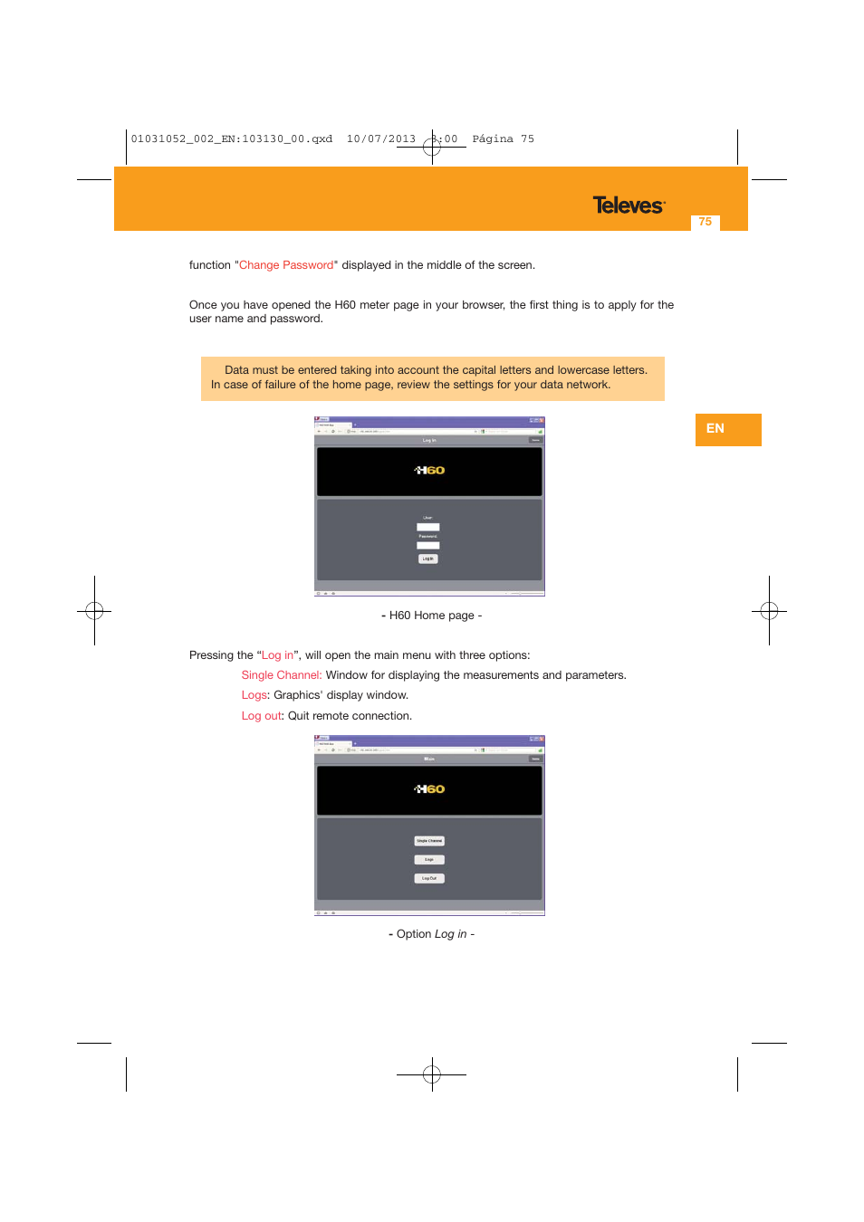 Televes Serie H-60 User Manual | Page 75 / 168