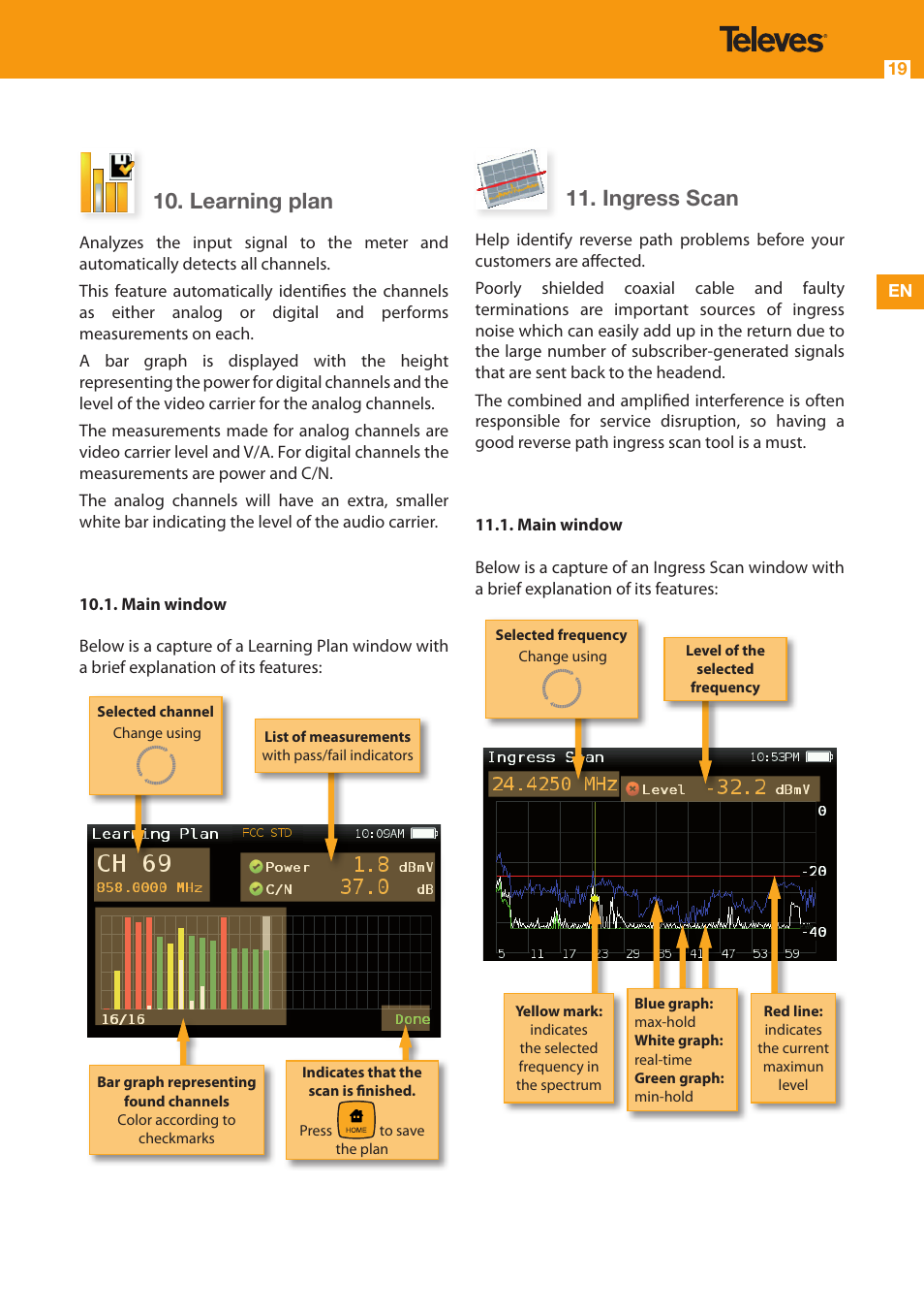 Learning plan, Ingress scan | Televes Serie H-30 User Manual | Page 19 / 32