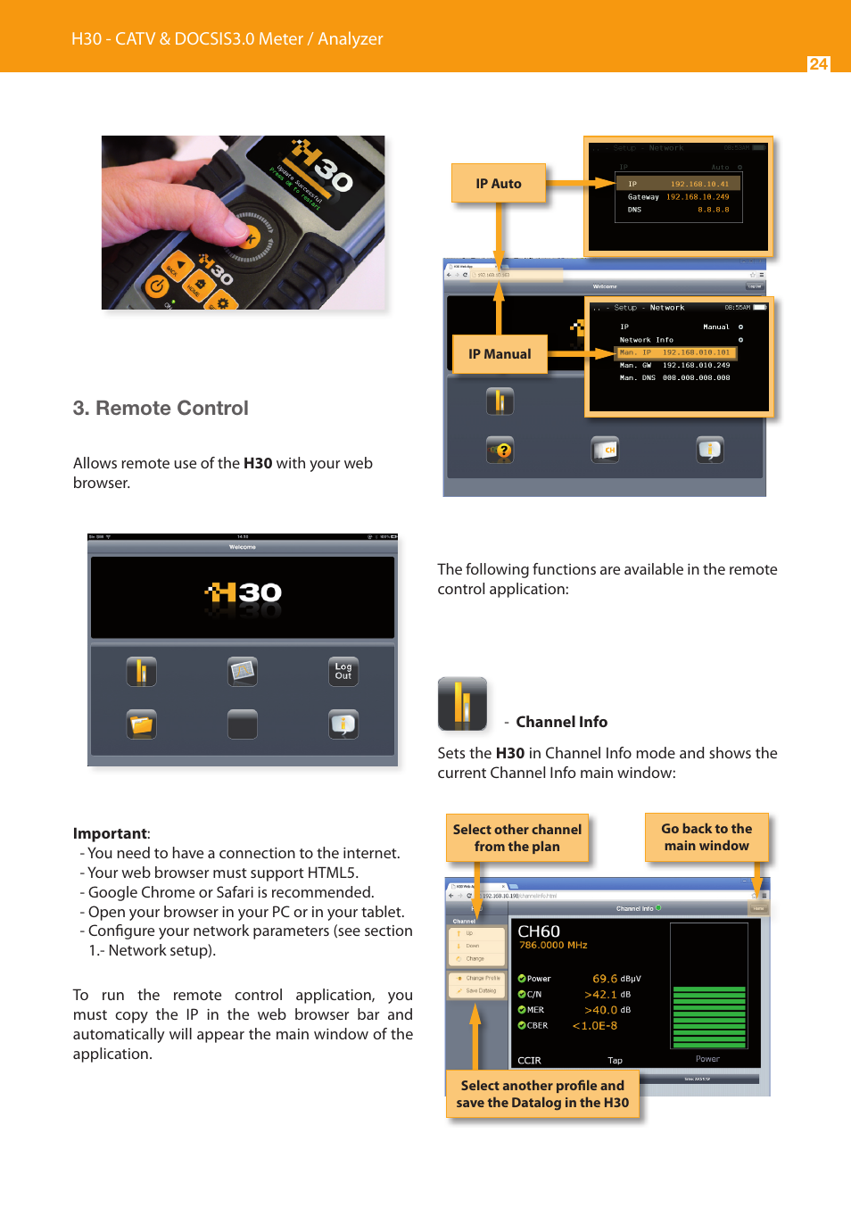 Remote control | Televes Serie H-30 User Manual | Page 24 / 32