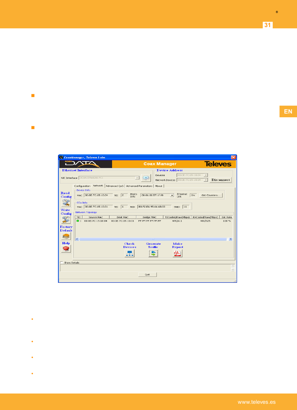 Troubleshooting, Televes | Televes Coaxdata 1Gbps-HDTV COAX+PLC 1ETH+1SFP User Manual | Page 31 / 34