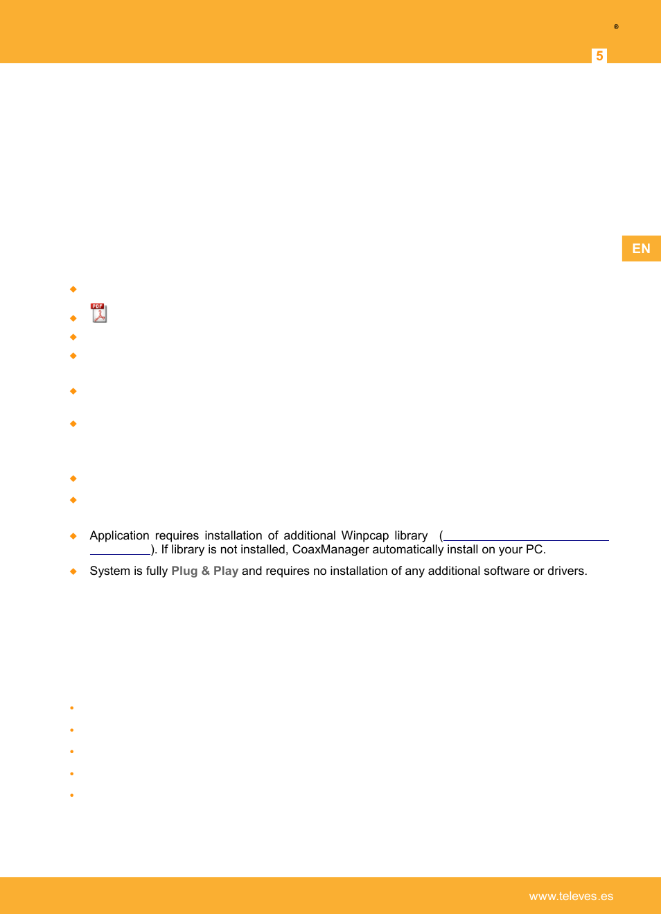 Introduction, Application description, Features | System requirements, Supported coaxdata devices, Televes | Televes Coaxdata 1Gbps-HDTV COAX+PLC 1ETH+1SFP User Manual | Page 5 / 29