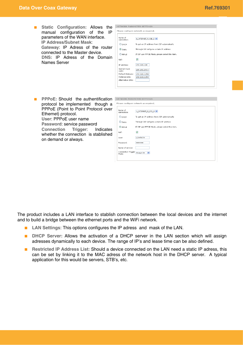 Lan interface set up | Televes COAXDATA GATEWAY 1Gbps User Manual | Page 16 / 32
