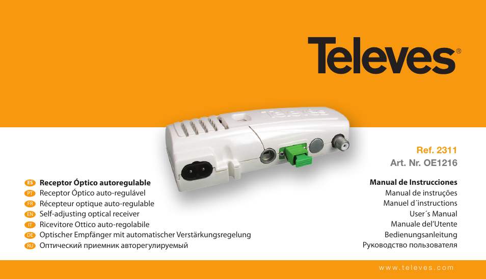Televes DOMESTIC F.O. Rx MATV SC/APC OLC User Manual | 24 pages