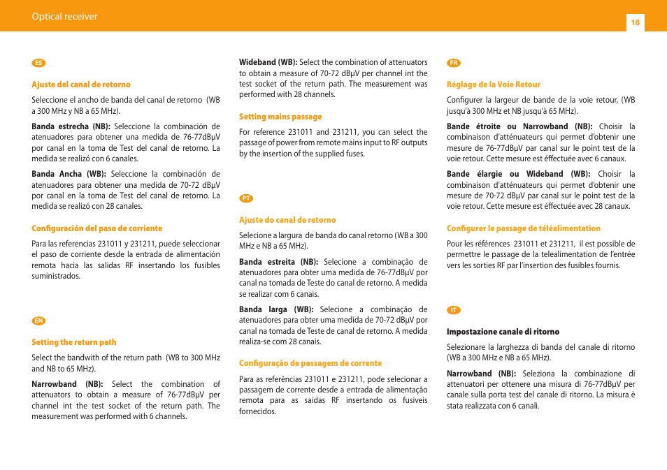 Televes OUTDOOR F.O. NODE MATV OLC W/RET.P LOCAL User Manual | Page 18 / 24