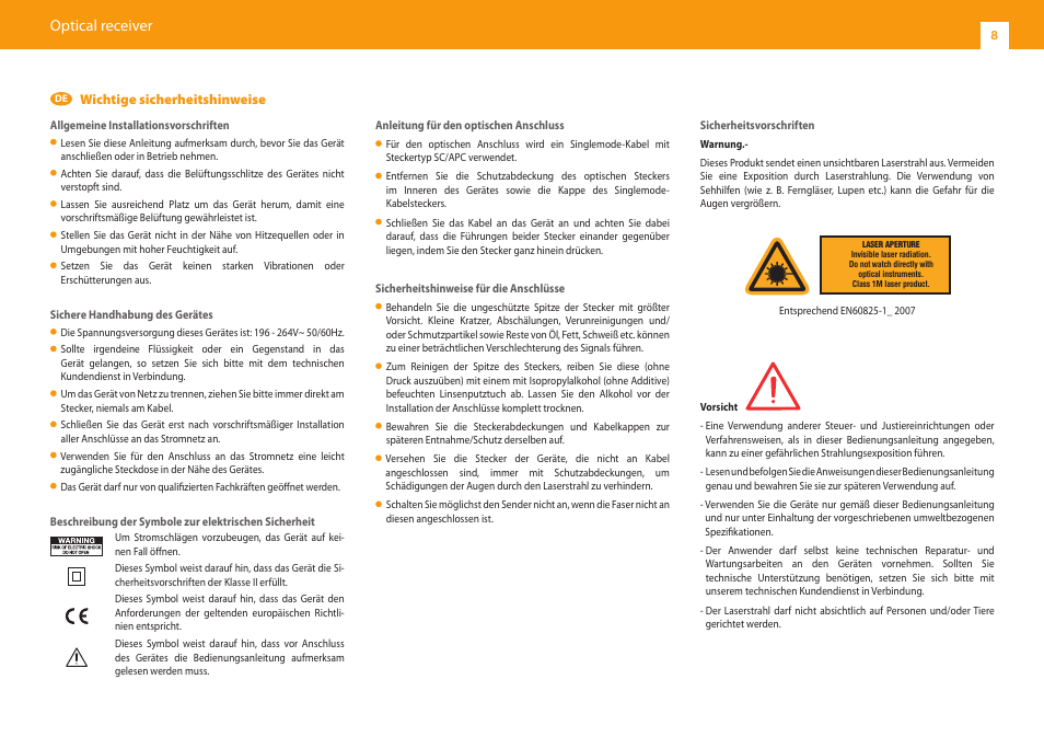 Optical receiver | Televes OUTDOOR F.O. NODE MATV OLC W/RET.P LOCAL User Manual | Page 8 / 24