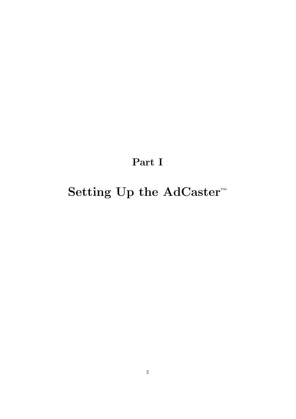 Setting up the adcaster, Part i | TelVue AdCaster User Manual | Page 3 / 27