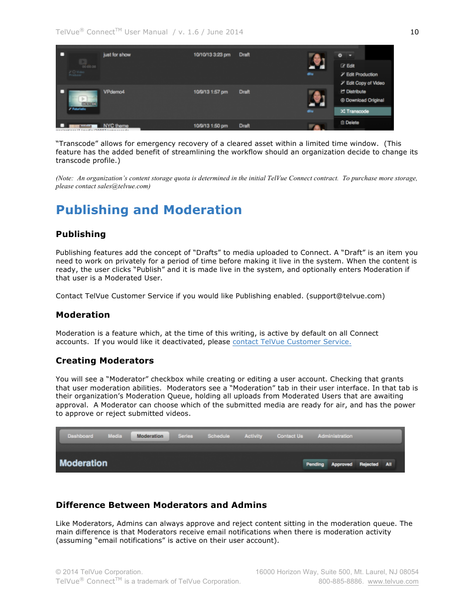 Publishing and moderation | TelVue Connect User Manual | Page 11 / 29