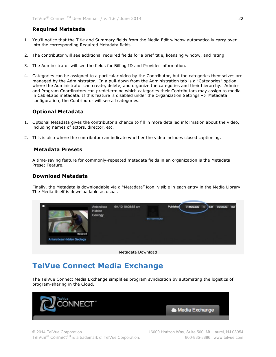Telvue connect media exchange | TelVue Connect User Manual | Page 23 / 29