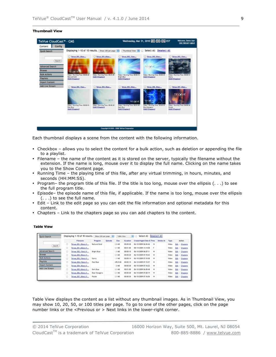 TelVue CloudCast User Manual | Page 10 / 34