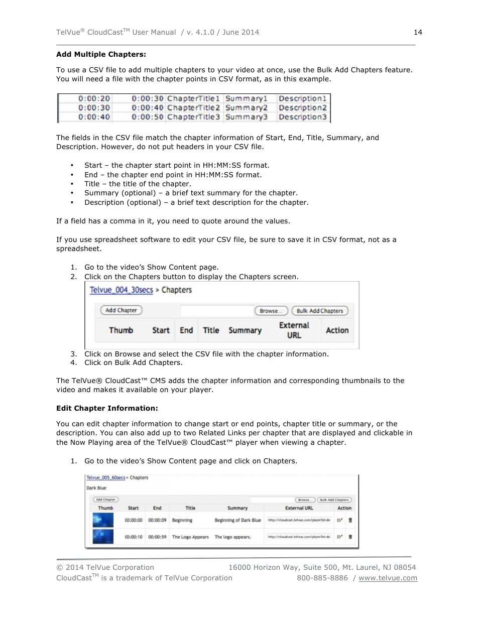 TelVue CloudCast User Manual | Page 15 / 34