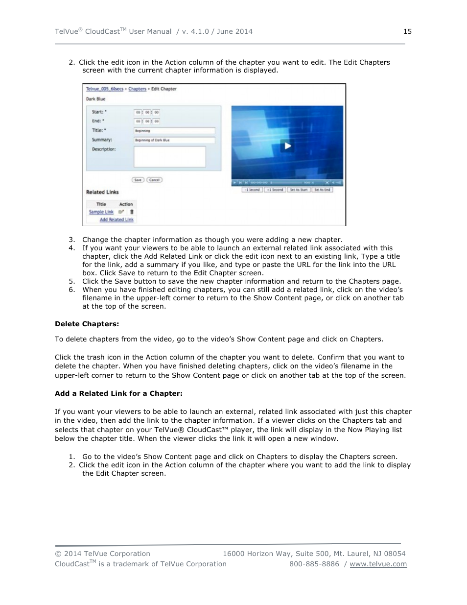 TelVue CloudCast User Manual | Page 16 / 34