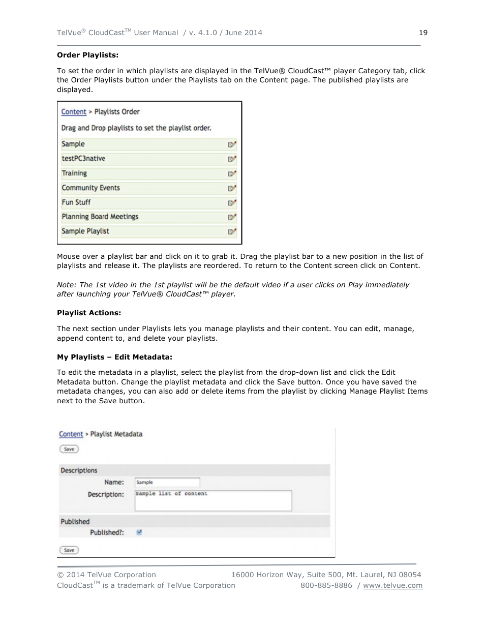TelVue CloudCast User Manual | Page 20 / 34