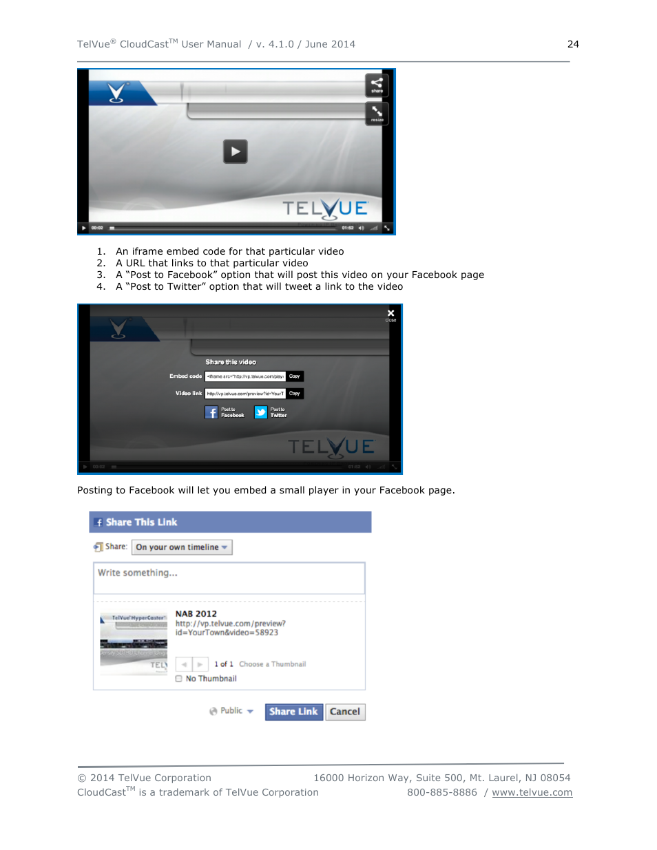 TelVue CloudCast User Manual | Page 25 / 34