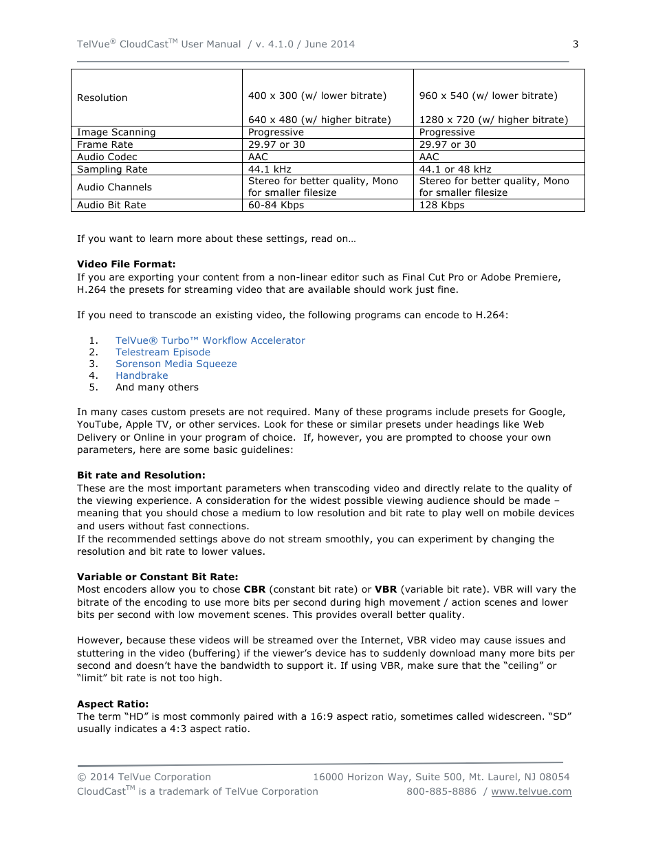 TelVue CloudCast User Manual | Page 4 / 34
