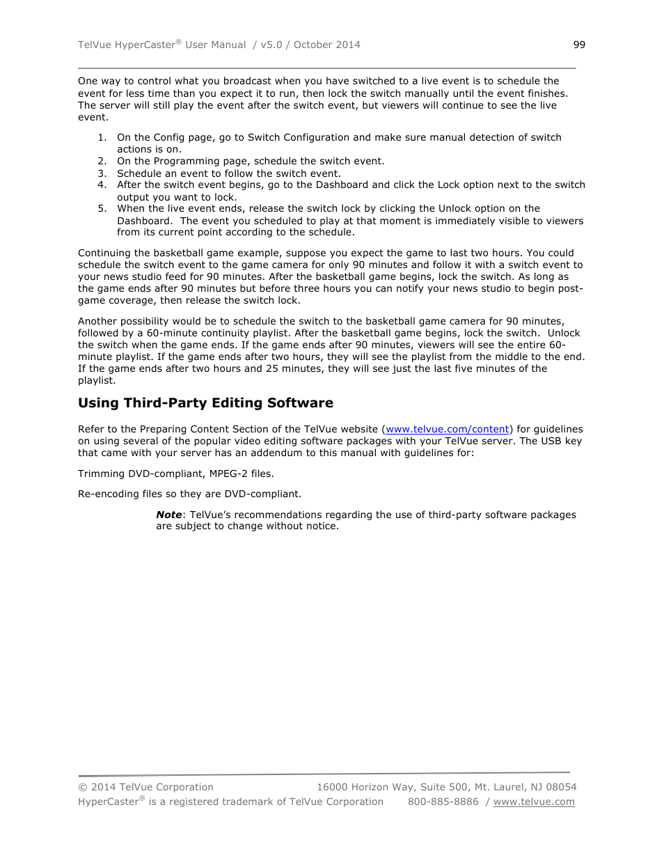 Using third-party editing software | TelVue HyperCaster® User Manual | Page 100 / 105