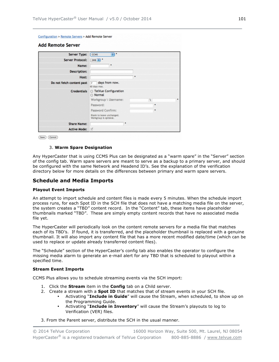TelVue HyperCaster® User Manual | Page 102 / 105