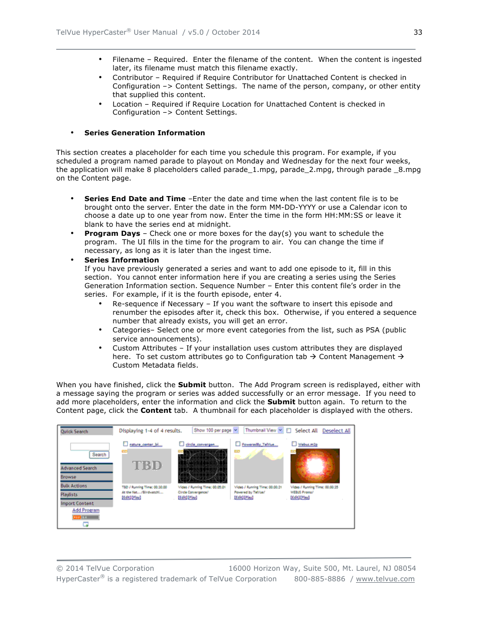 TelVue HyperCaster® User Manual | Page 34 / 105
