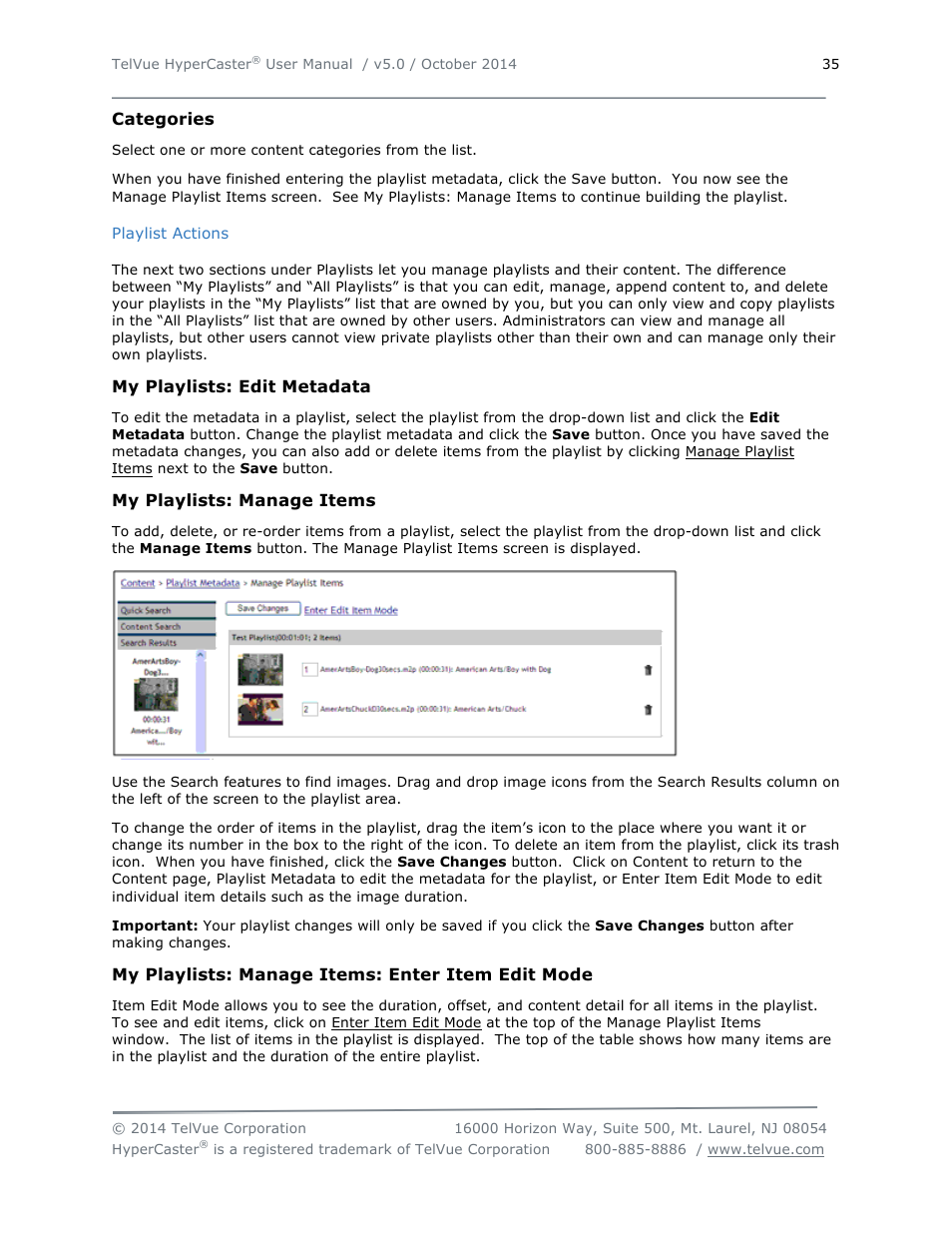 TelVue HyperCaster® User Manual | Page 36 / 105