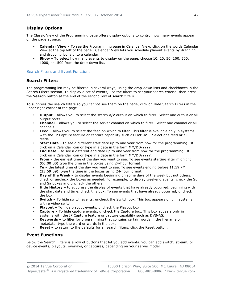 TelVue HyperCaster® User Manual | Page 43 / 105