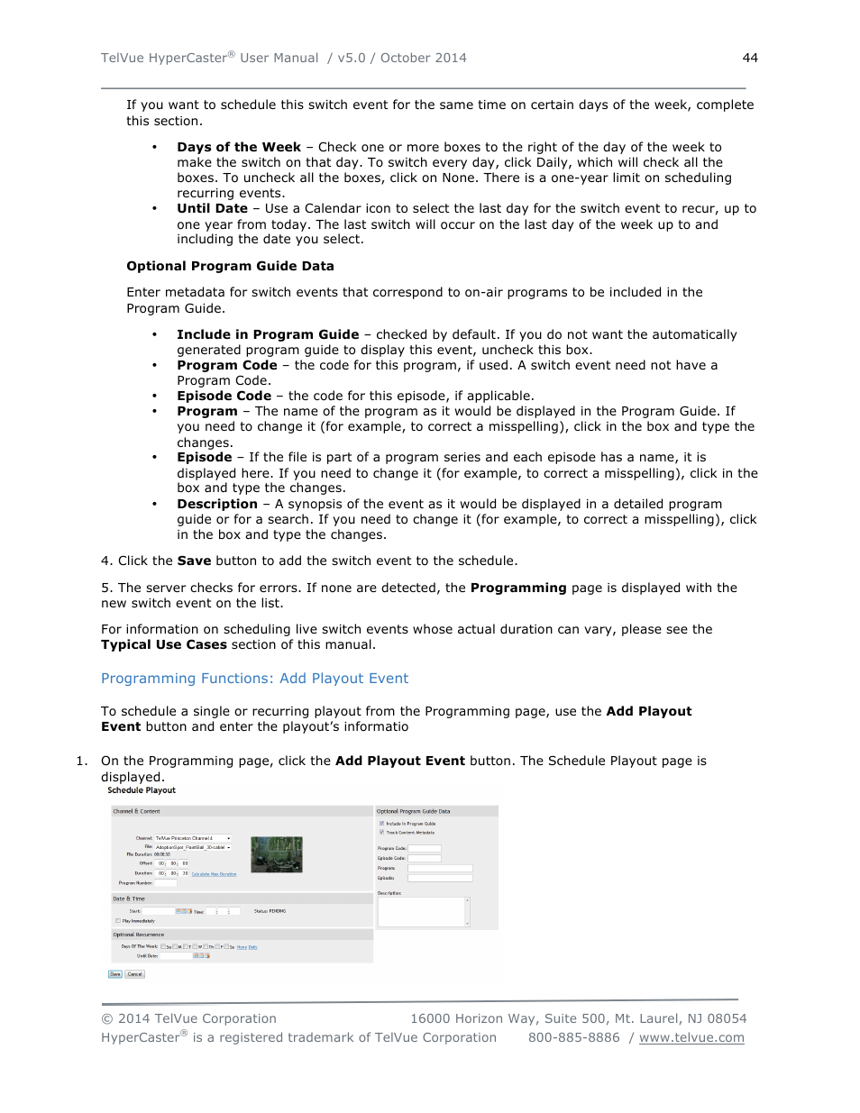 TelVue HyperCaster® User Manual | Page 45 / 105