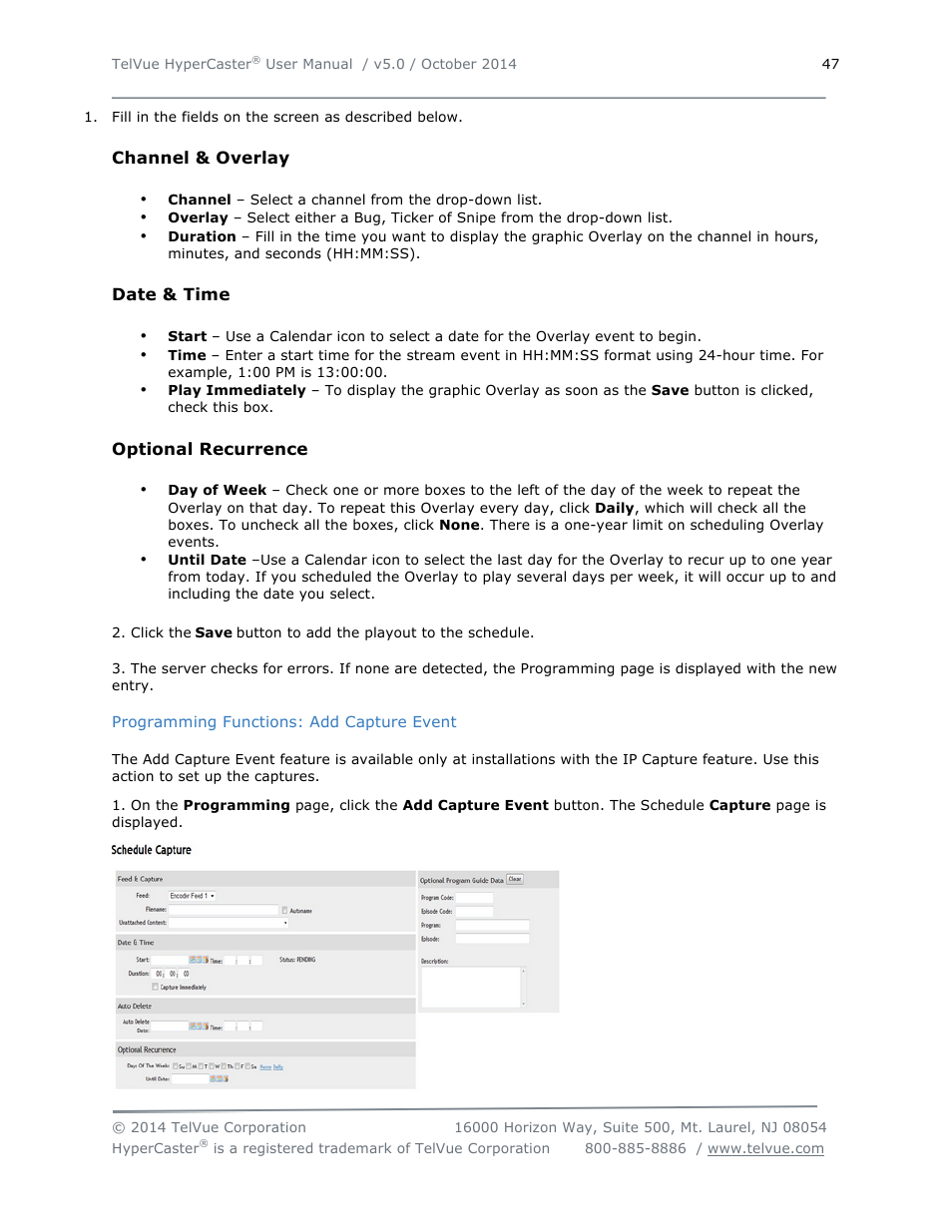TelVue HyperCaster® User Manual | Page 48 / 105