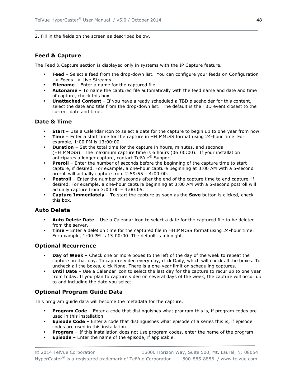 TelVue HyperCaster® User Manual | Page 49 / 105