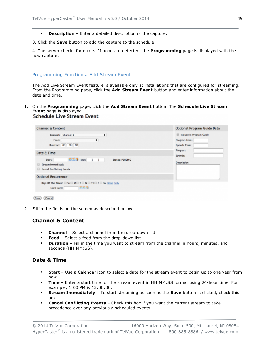 TelVue HyperCaster® User Manual | Page 50 / 105