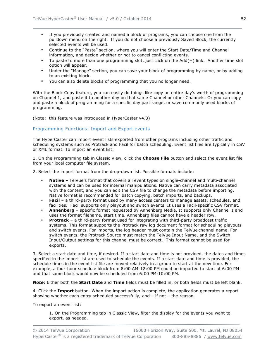 TelVue HyperCaster® User Manual | Page 53 / 105