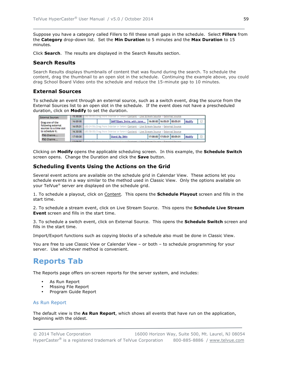 Reports tab | TelVue HyperCaster® User Manual | Page 60 / 105
