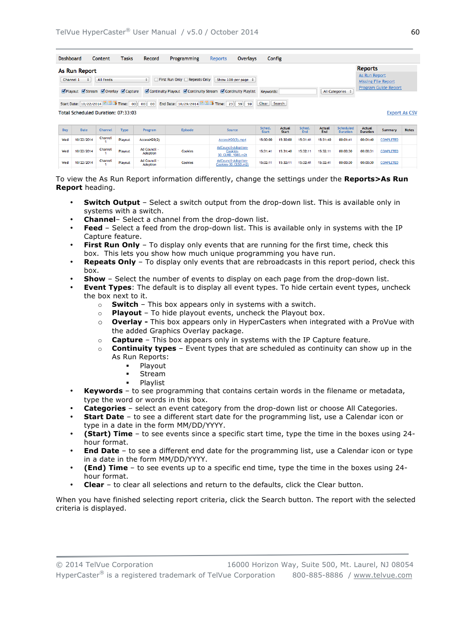 TelVue HyperCaster® User Manual | Page 61 / 105