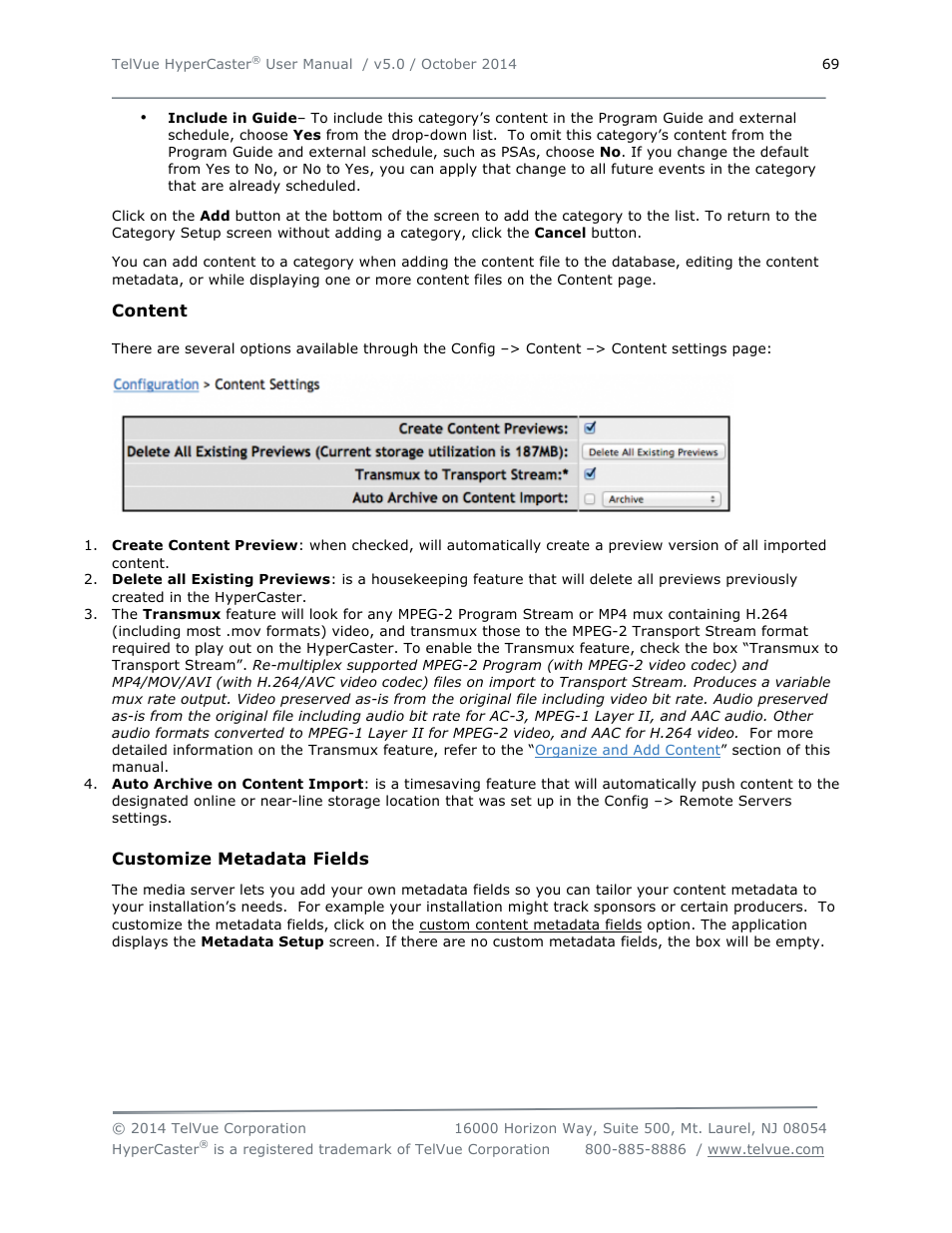 TelVue HyperCaster® User Manual | Page 70 / 105