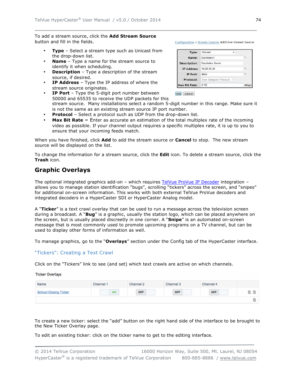 Graphic overlays | TelVue HyperCaster® User Manual | Page 75 / 105