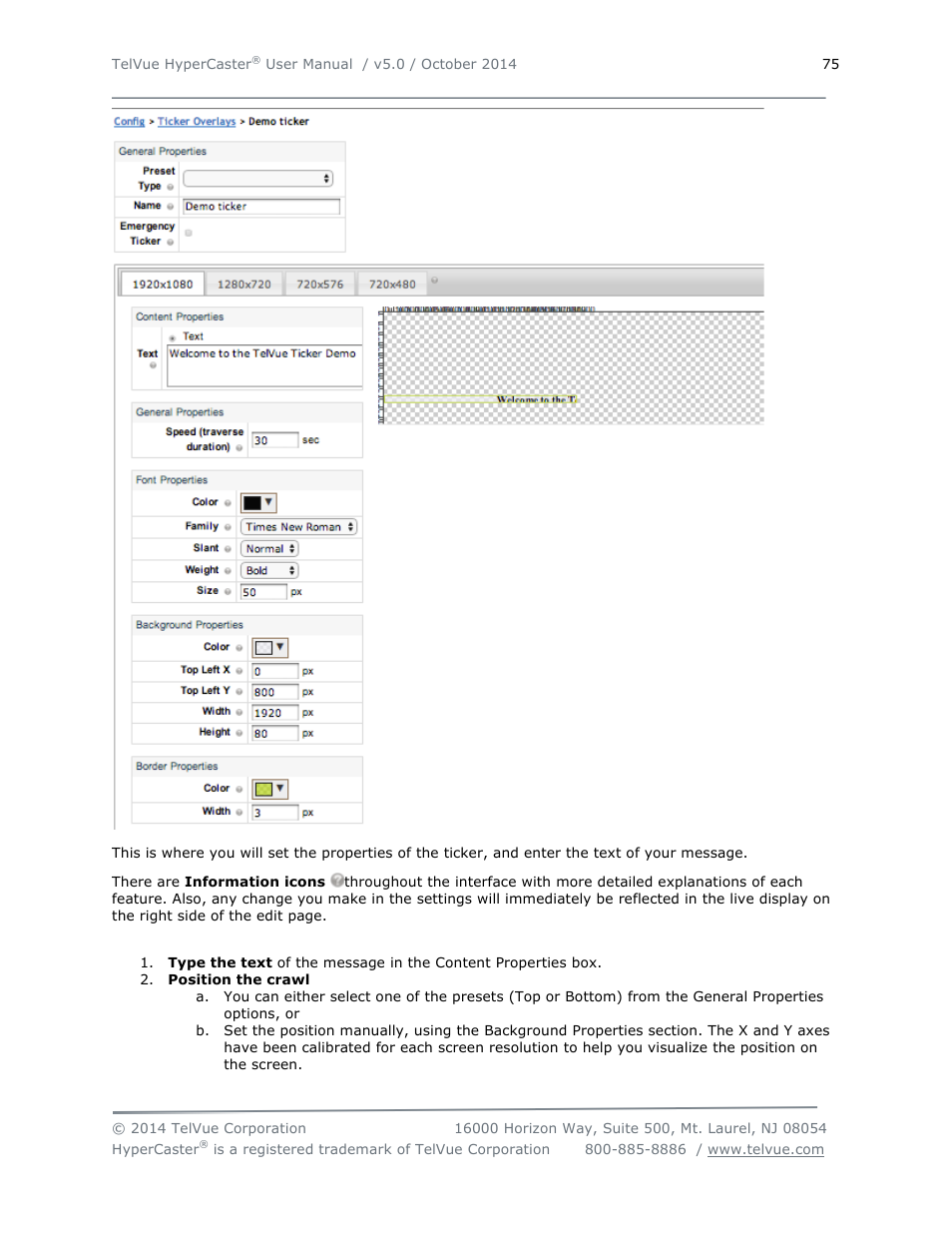 TelVue HyperCaster® User Manual | Page 76 / 105