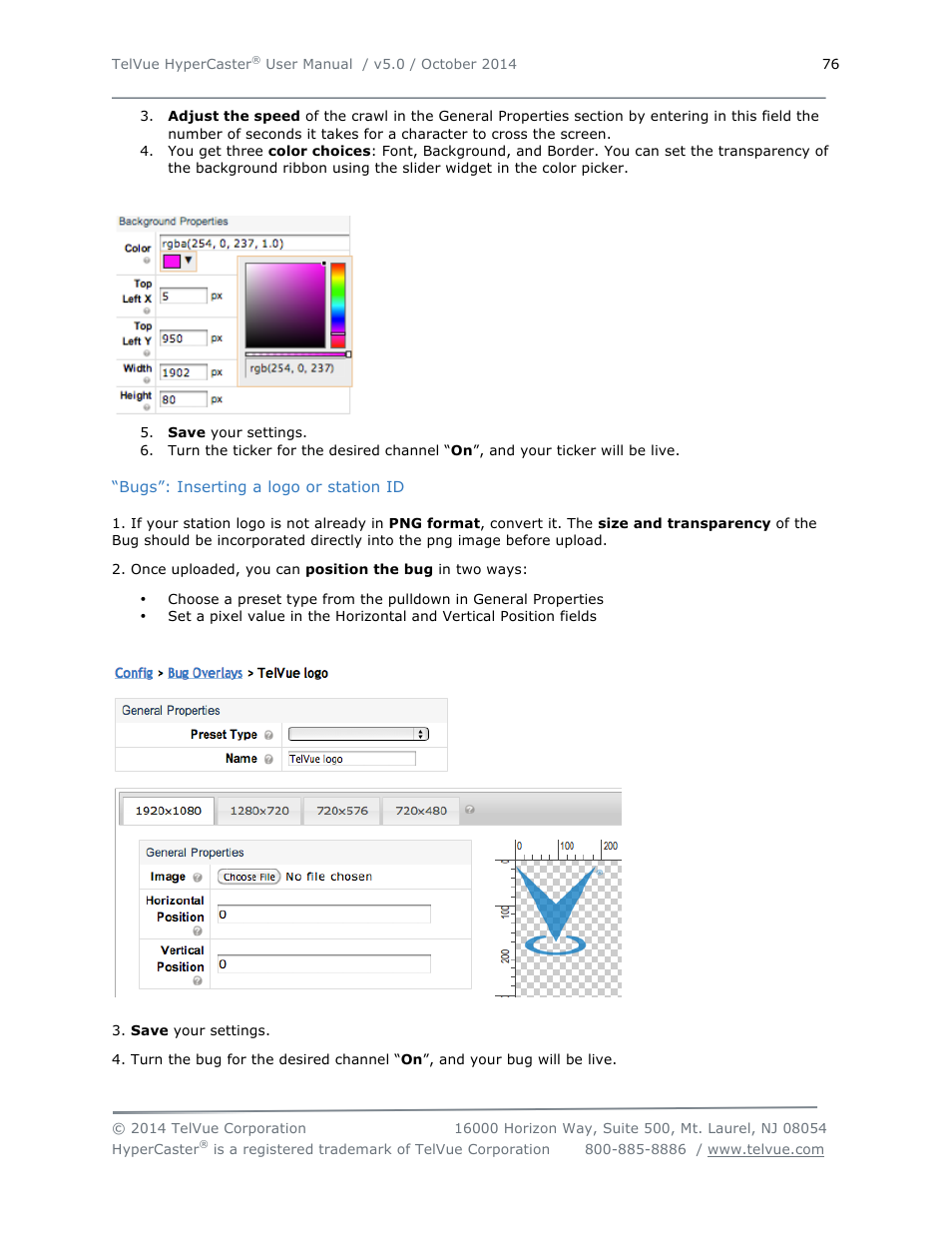 TelVue HyperCaster® User Manual | Page 77 / 105