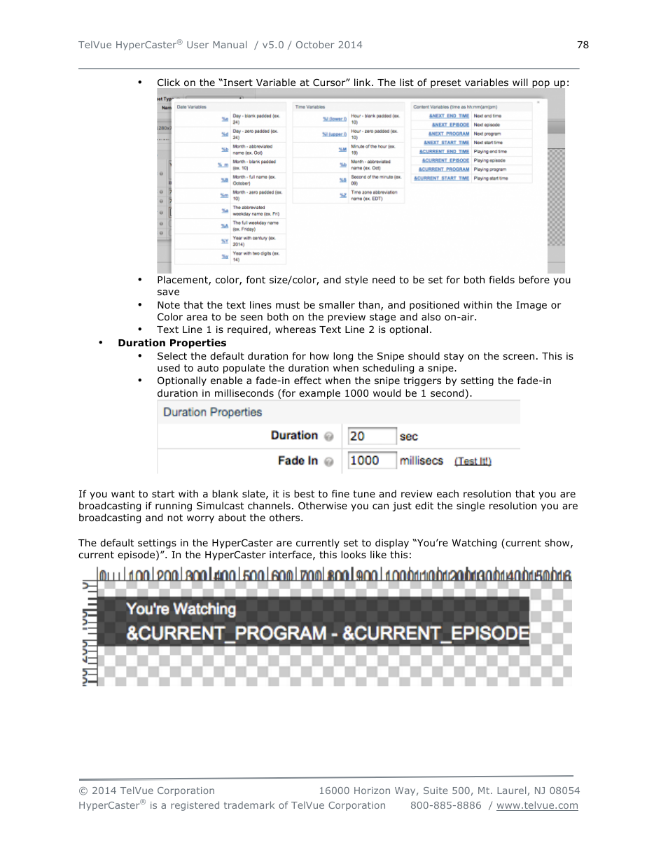 TelVue HyperCaster® User Manual | Page 79 / 105