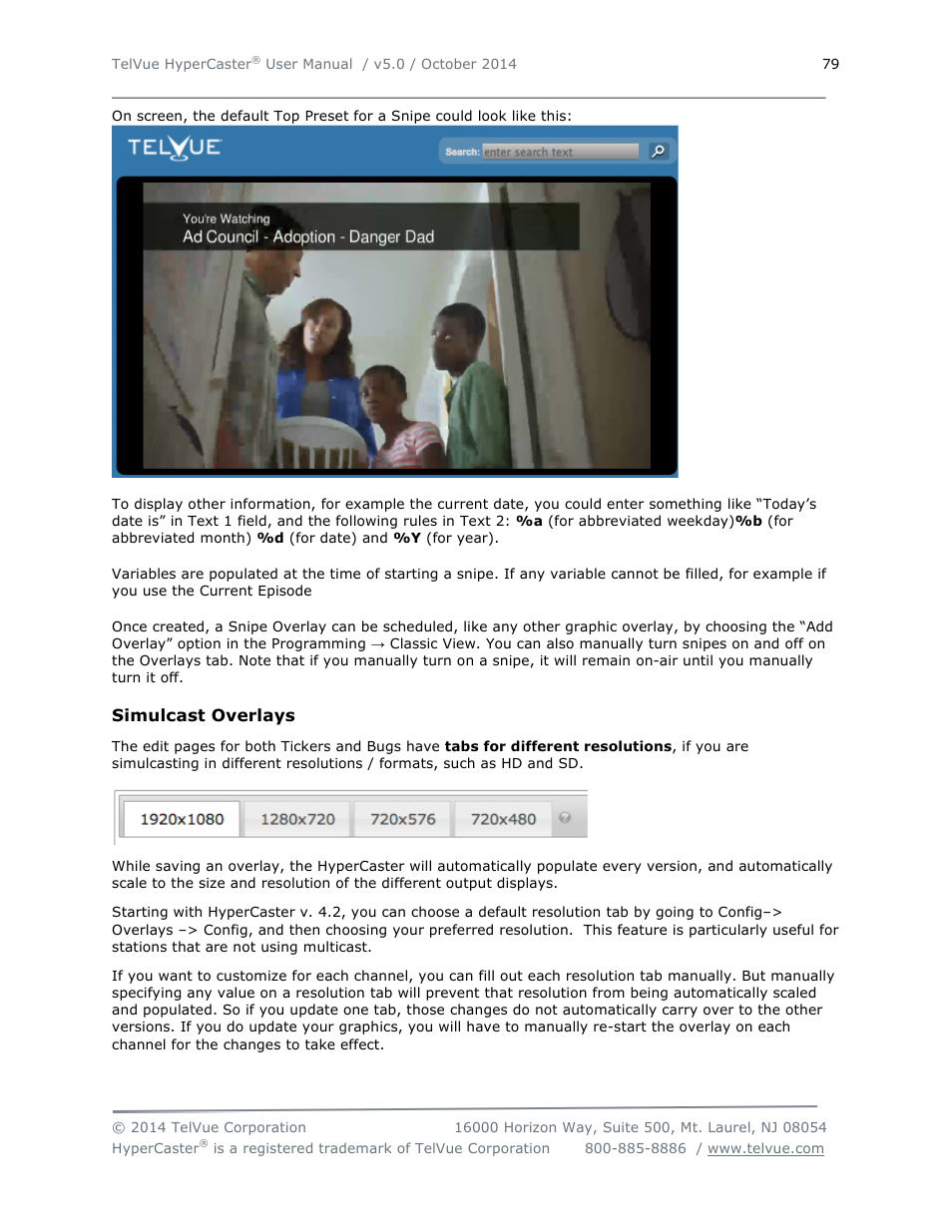 TelVue HyperCaster® User Manual | Page 80 / 105
