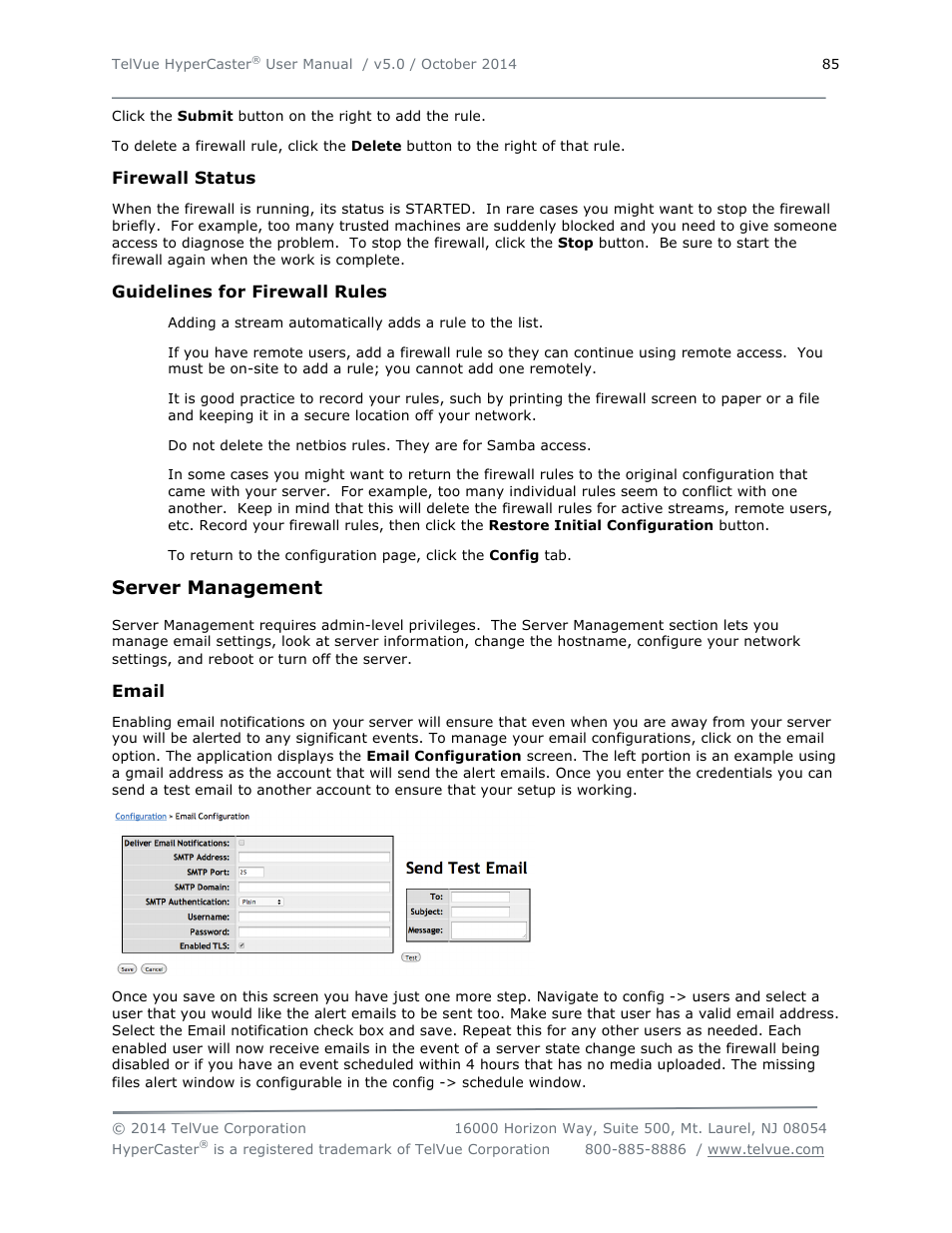 Server management | TelVue HyperCaster® User Manual | Page 86 / 105